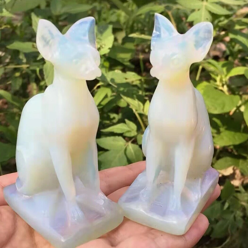 Egyptian Sphinx Hairless Cat Crystal Crafts Animal Themed Carvings Office Home Feng Shui Decoration