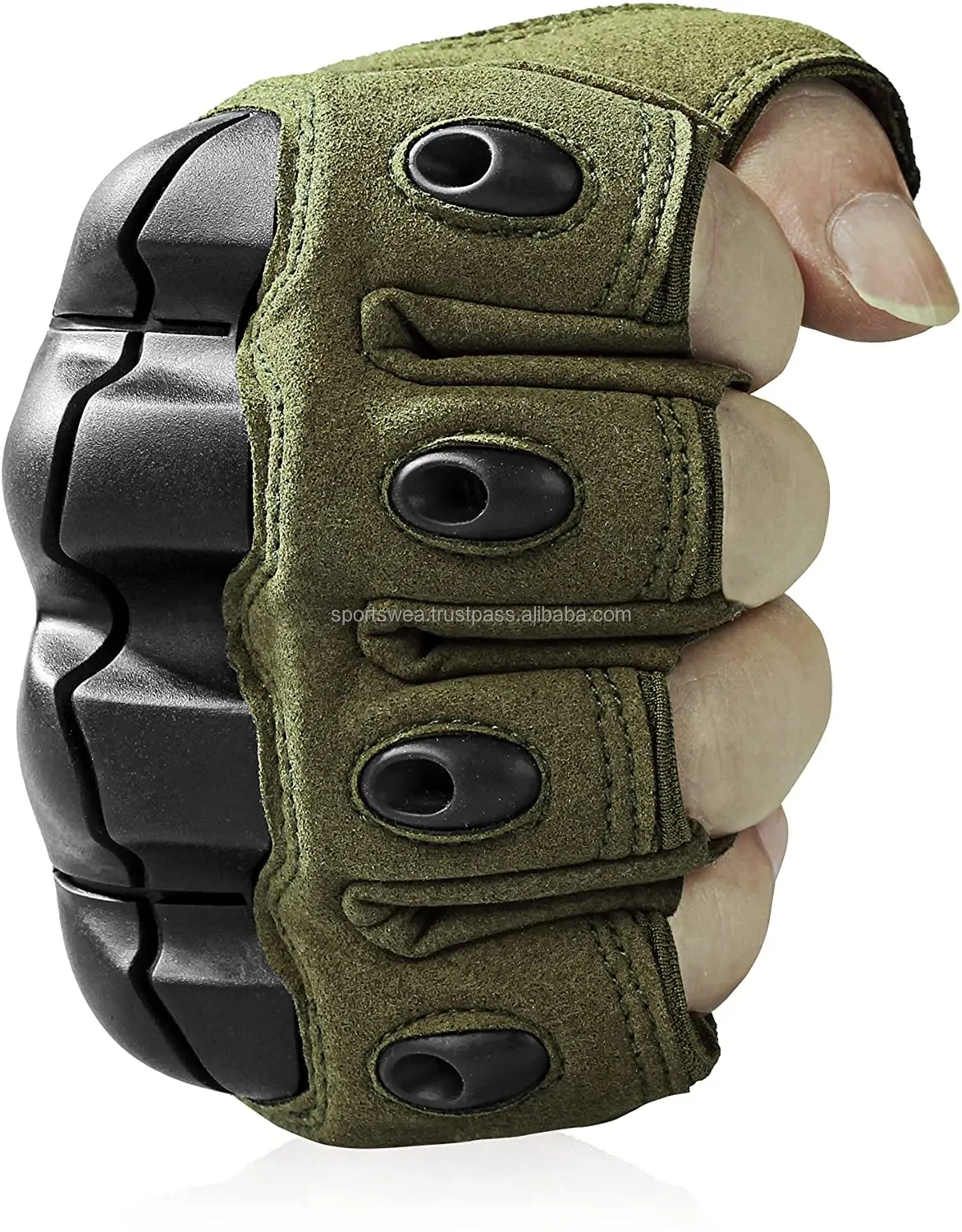 Half Finger Outdoor Gloves Fingerless Gloves for Riding Cycling Motorcycle Driving Gloves For daily use Olive color