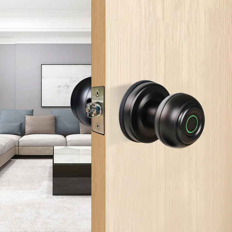 High Quality Tuya App Wifi Fingerprint Biometric Smart Knob Door Lock With Key