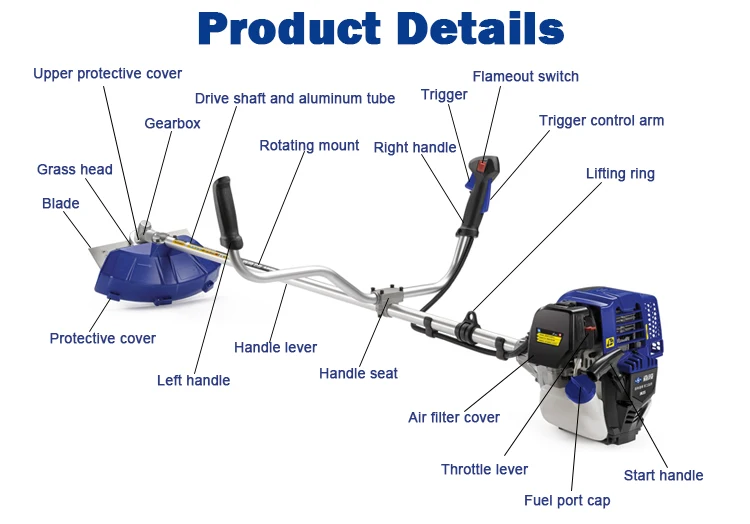 Hand Grass Cutter Machine Backpack 2 Stroke Brush Cutter /grass Cutter Gasoline Grass Trimmer