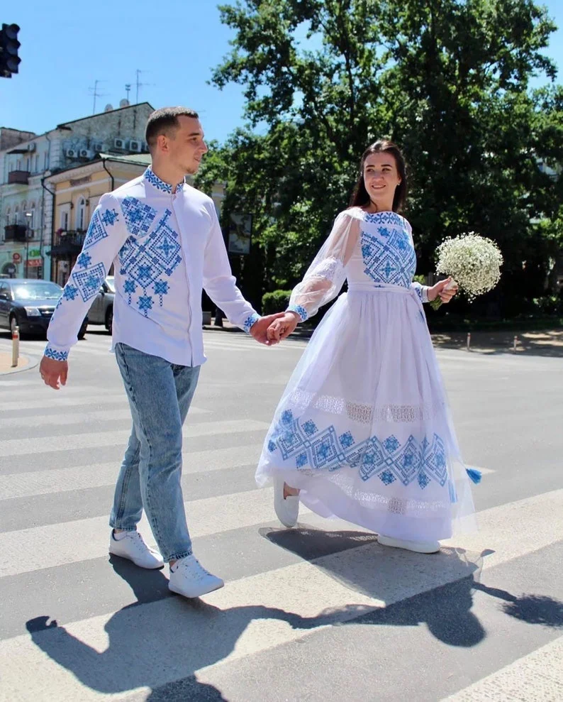 Украинское платье и рубашка Украинская одежда вышитый набор парной вышивки свадебная