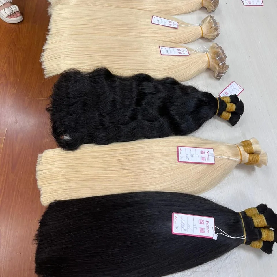 Factory price bulk hair Vietnamese raw hair double drawn human hair top quality Style straight wavy curly