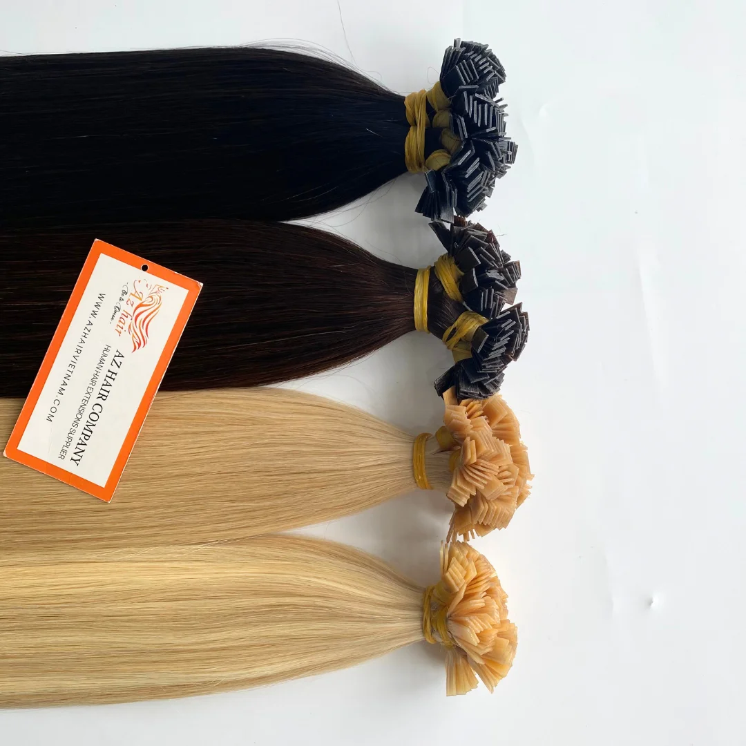 Product High Quality Super Double Drawn #1B Color Flat Tip 100% Human Hair Extensions Good Price By AZ Hair Company
