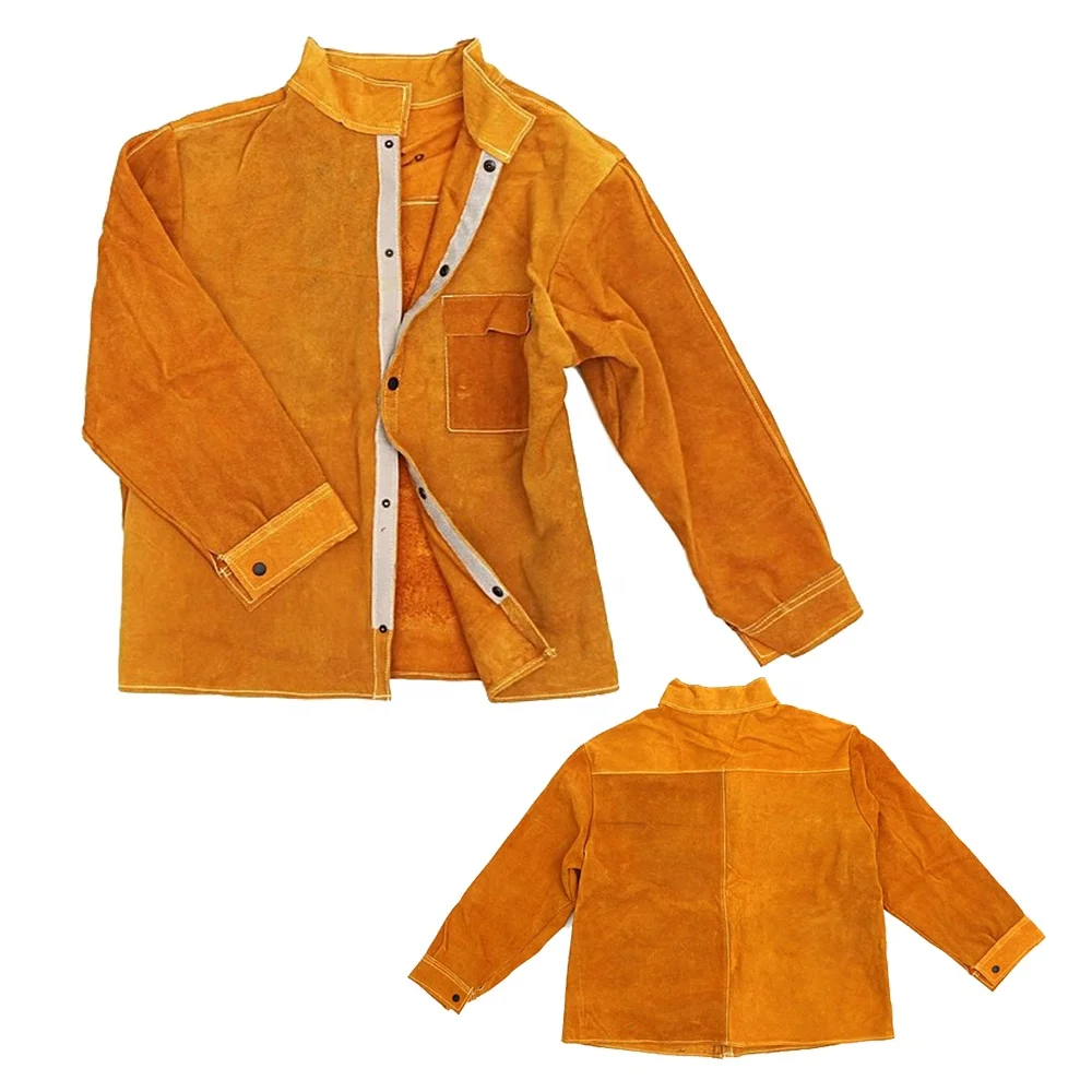 Leather Welding Jackets Flame Resistant Welder Safety Clothes Long Sleeves Welding Work Jacket