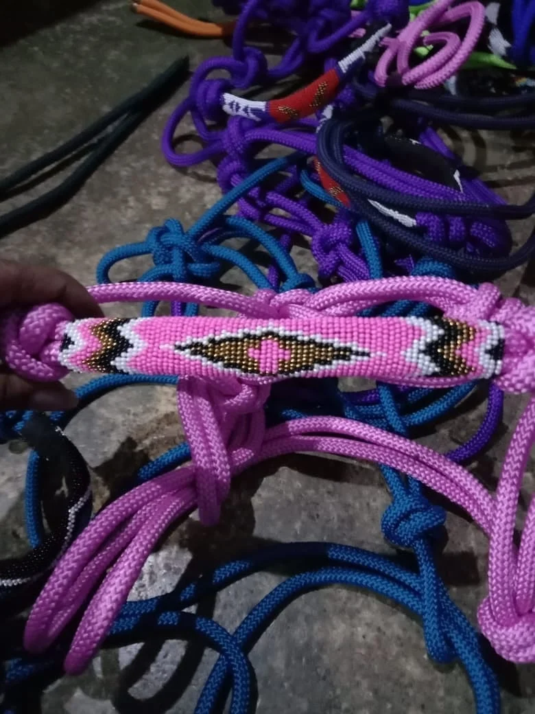 Most Popular Colorful Natural Rawhide Knotted Horse Rope Halter in Very Cheap Price