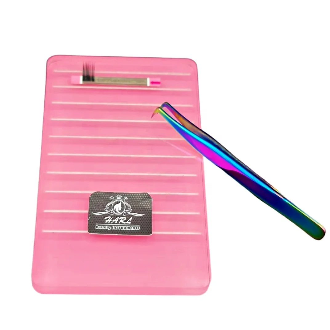 Customize Logo Pink Color Lash Tiles Acrylic Lash Palette Lash Holder Pallet Eyelash Tile For Eyelash Extension
