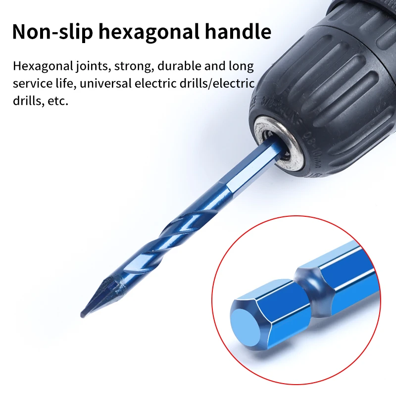Multifunctional Eccentric Triangular Drill Bits,Hexagonal Shank Drill Bit Set For Tile,Concrete,Brick,Marble,Glass,Plastic,Wood