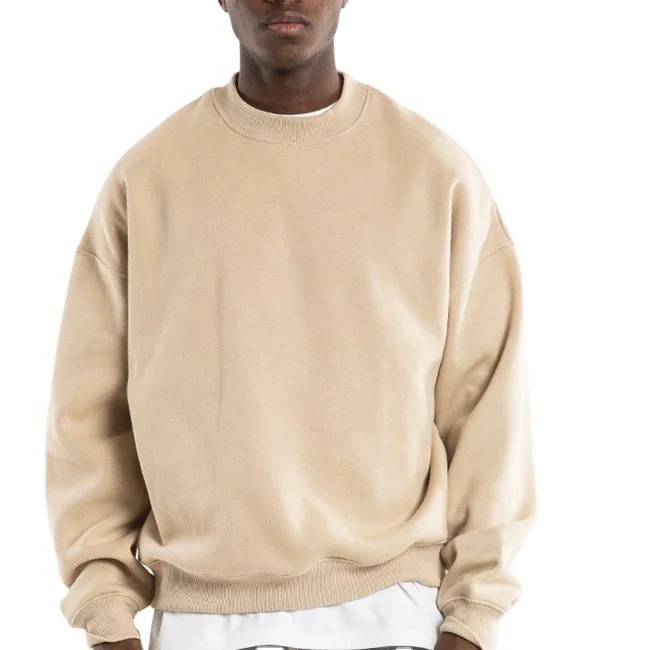 OEM High quality 100% cotton fleece heavy weight patch piping oversized mock neck men sweatshirt
