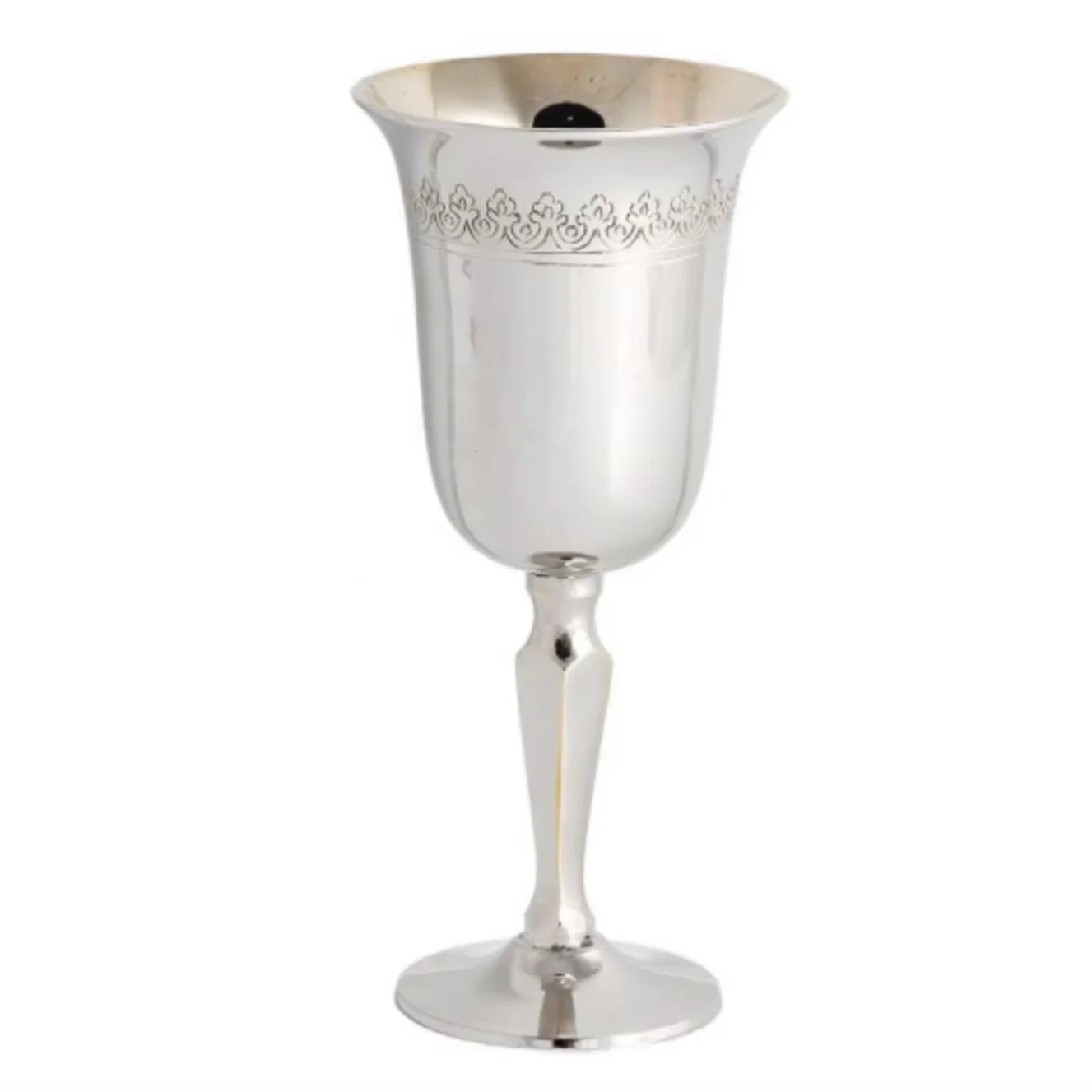 Hot Sale Classic Tall Kiddush Cup High Polished IK Glass with Personalisation 2 Tone Nickel Silver Gold Finish for Gifts