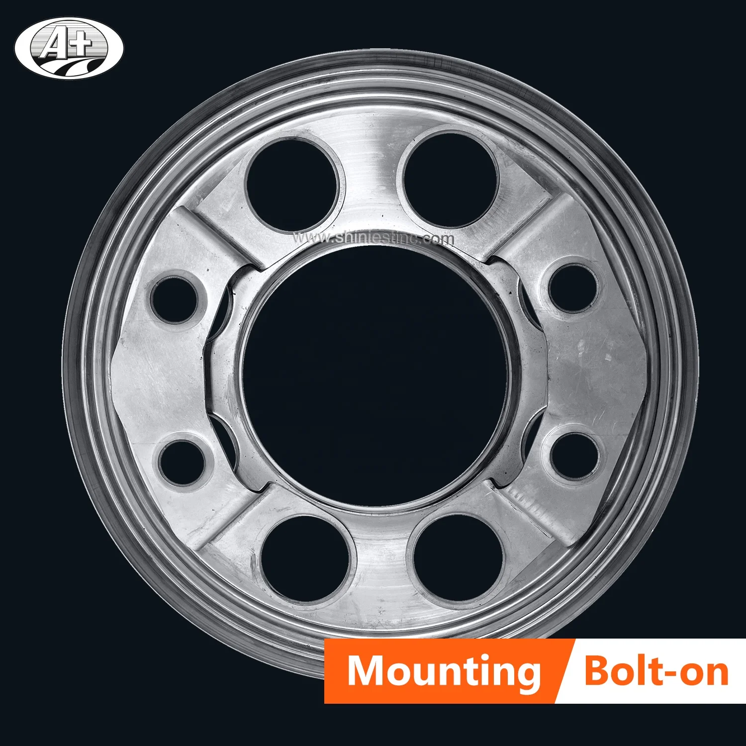 JP 22.5 T304 Stainless Steel Truck / Bus Wheel Cover Protector Ring with Open Center For STEEL WHEEL(4 taper mounting holes)