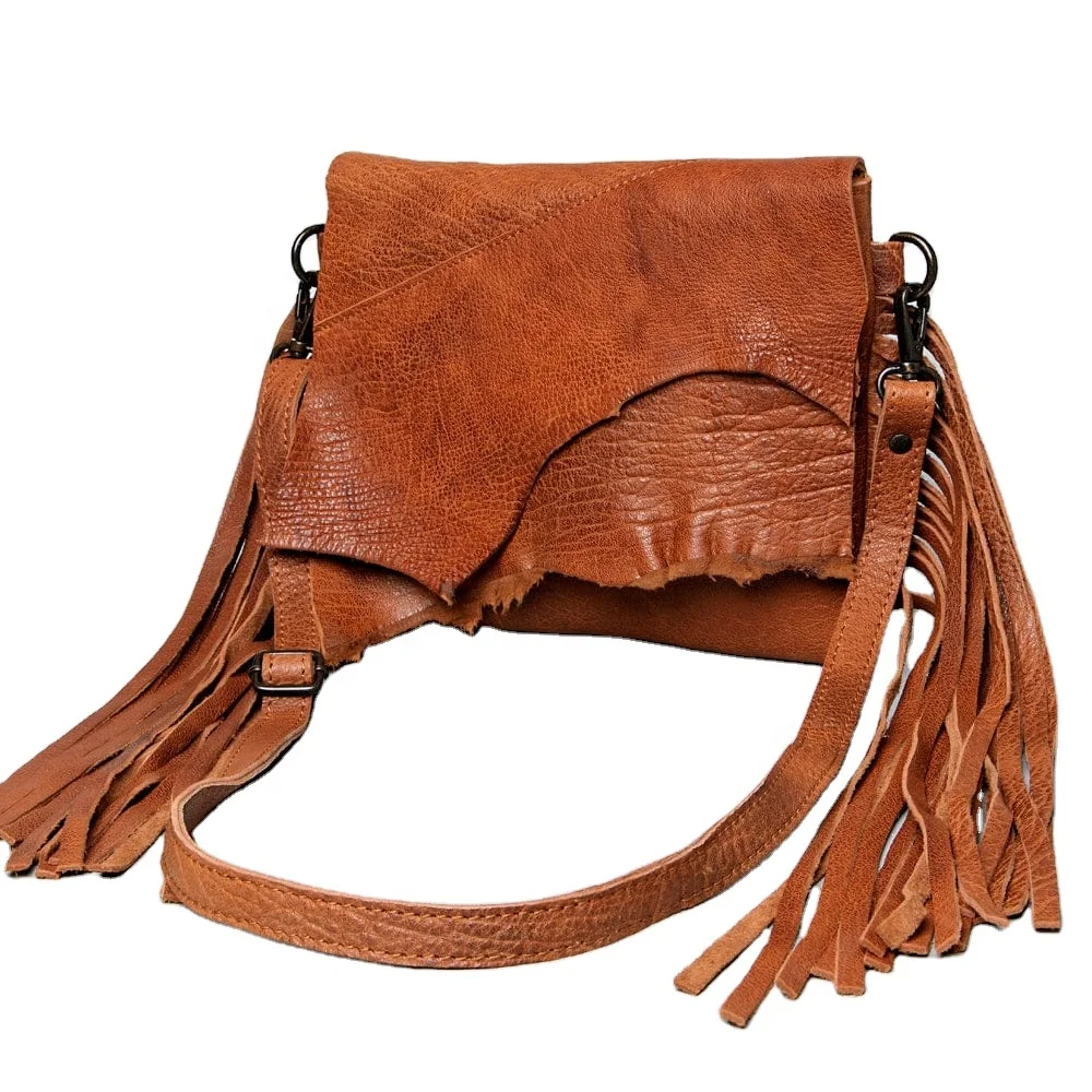 High Quality Leather Crossbody Bag Western Style Cowgirl Bag With Fringe & Long Strap Top Wholesaler Manufacturer