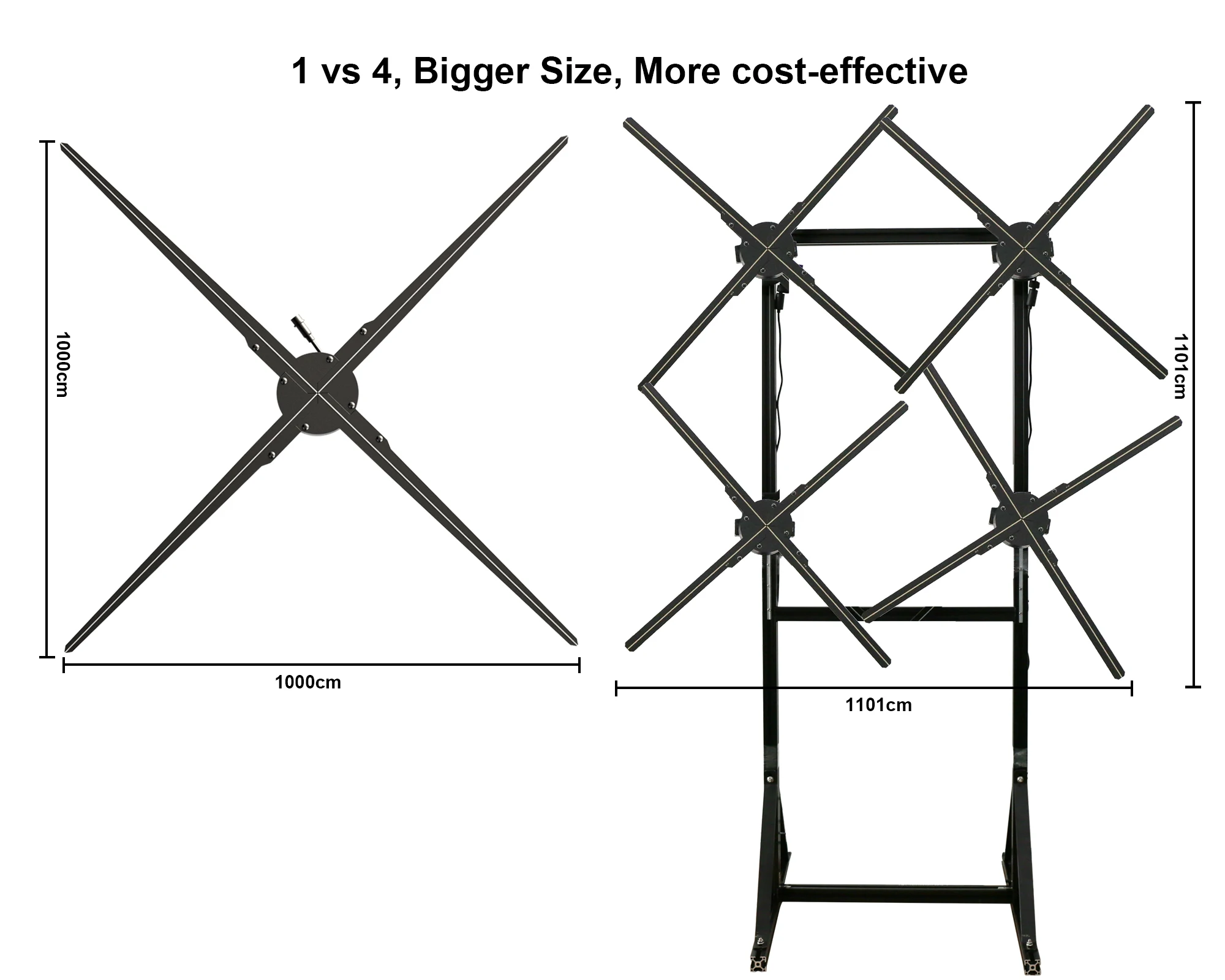 High Definition Combined Large Splicing Holographic Lamp Advertising Display 3d Hologram Projector Fan For Exhibition