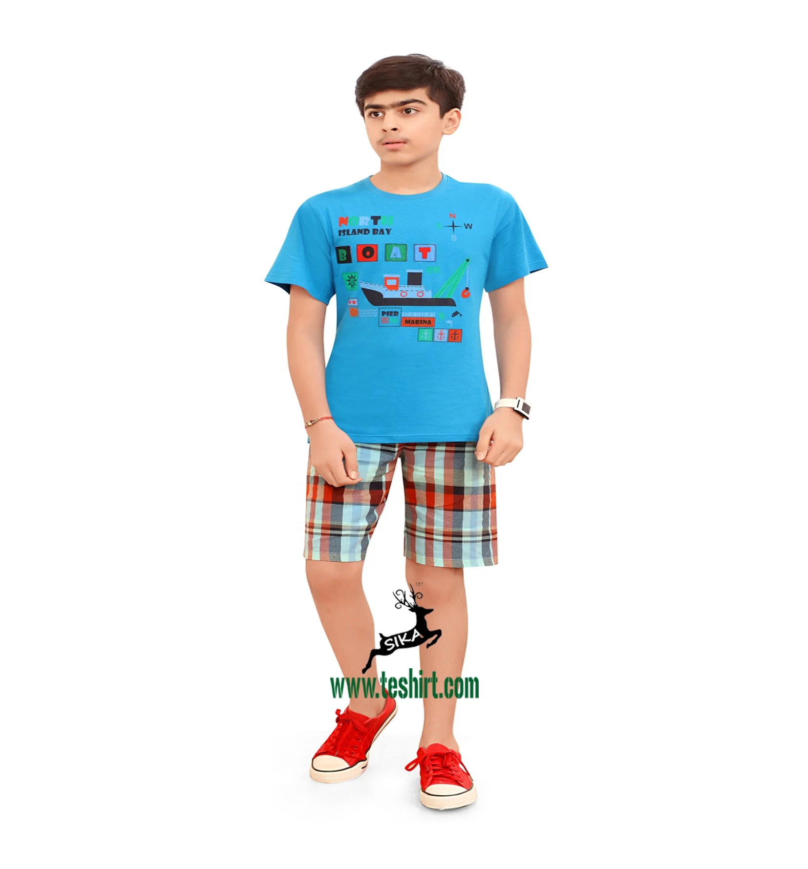 100%Cotton Boy Summer Clothing Infant Cotton Boys Tops T-shirt woven Outfits Kids Clothes Set Children Clothes online shopping