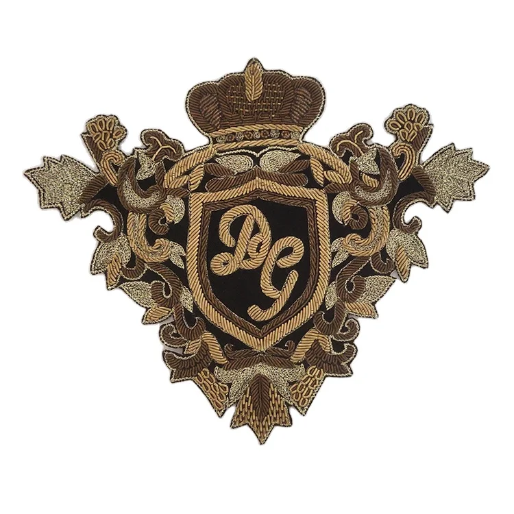 Large Size Custom Hand Embroidered Hand Crafted Handmade Sew-On Bullion Kora Thread Brands Badges Emblems