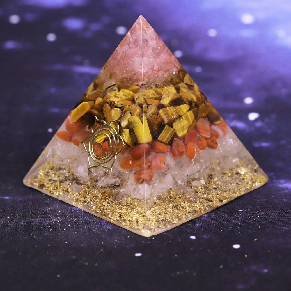 Wholesale 100% Natural Tiger Eye Elite Orgone Pyramid Healing Crystal Tumbled Gemstone Chakra Ornaments Home Decor EMF Protect