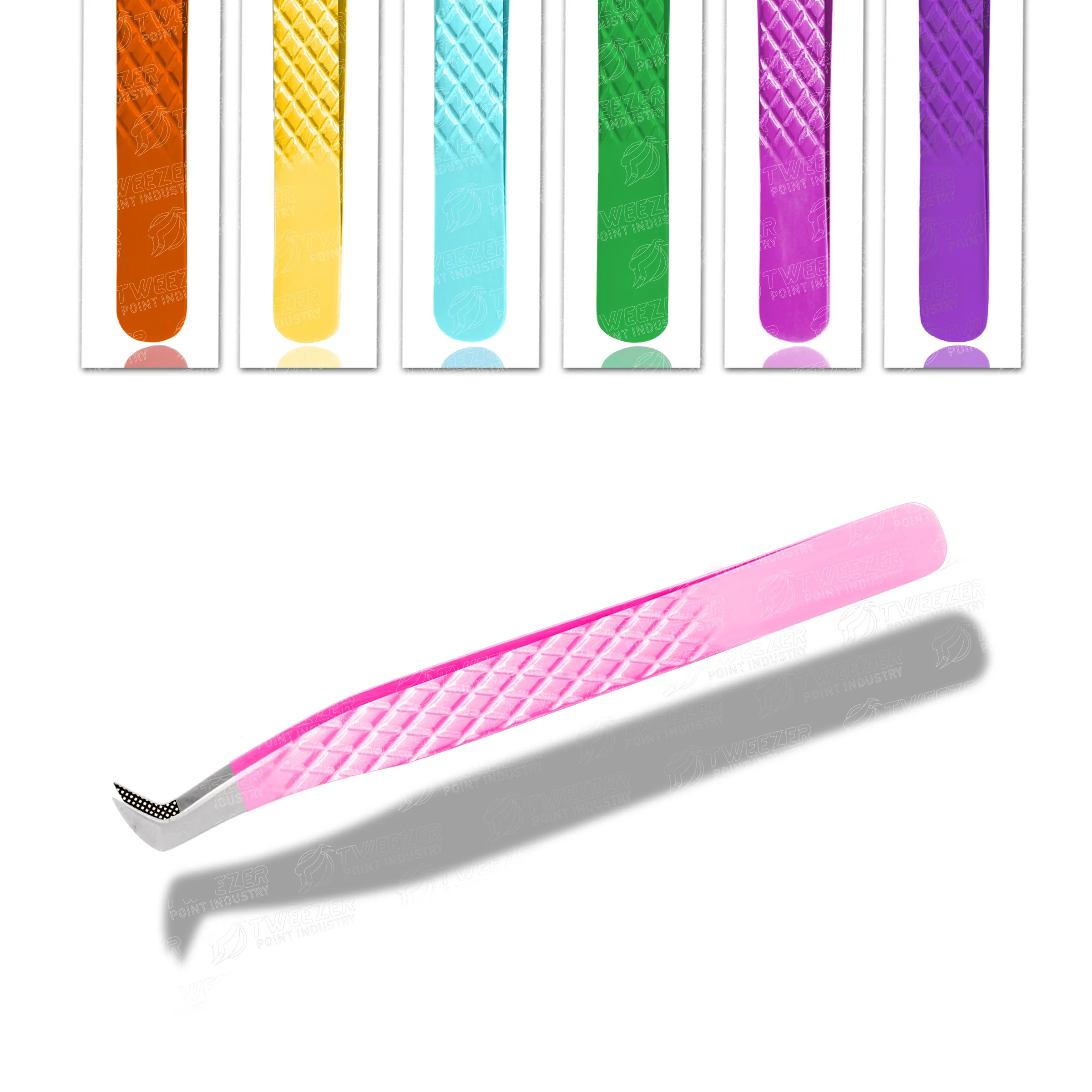 Light Weight Boot Volume Eyelash Extension Tweezers Customized Logo Anti Static White Color Diamond Grip Tweezers