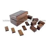 Best Quality  Hot Selling wooden Game Domino set indoor game with customized size logo design for promotional classic desig