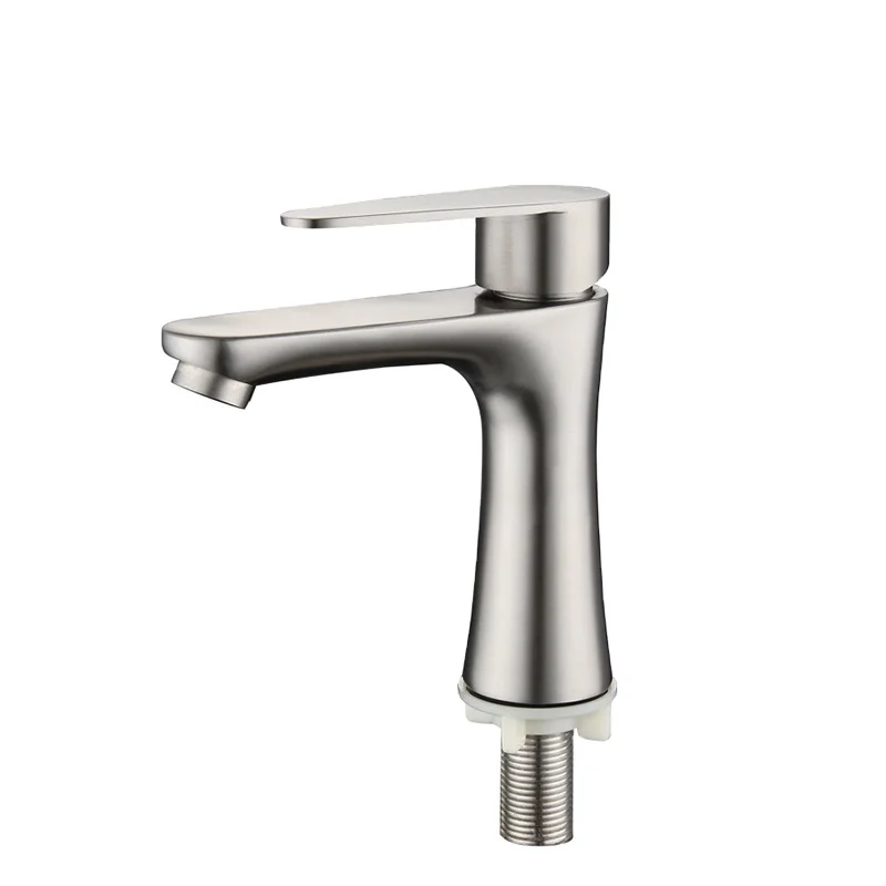 Modern Bathroom taps High Quality Brushed Stainless Steel Single Hole Cold Basin Water Faucet