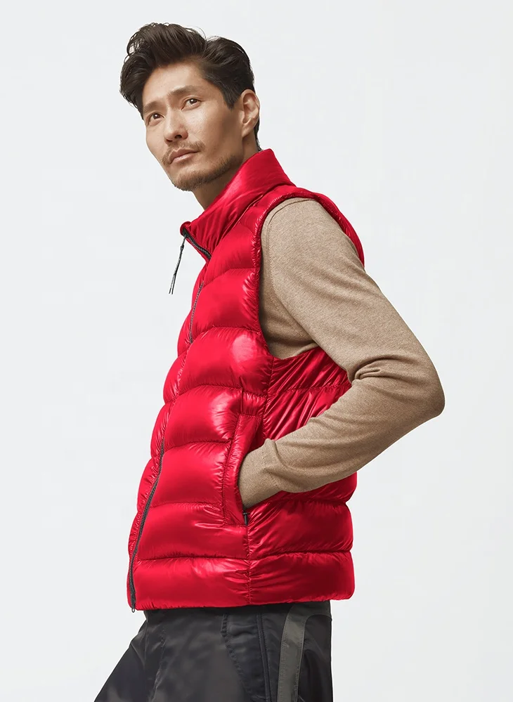 Pink Fashion high street style Utility multi-pockets men autumn winter custom puffer down vest men
