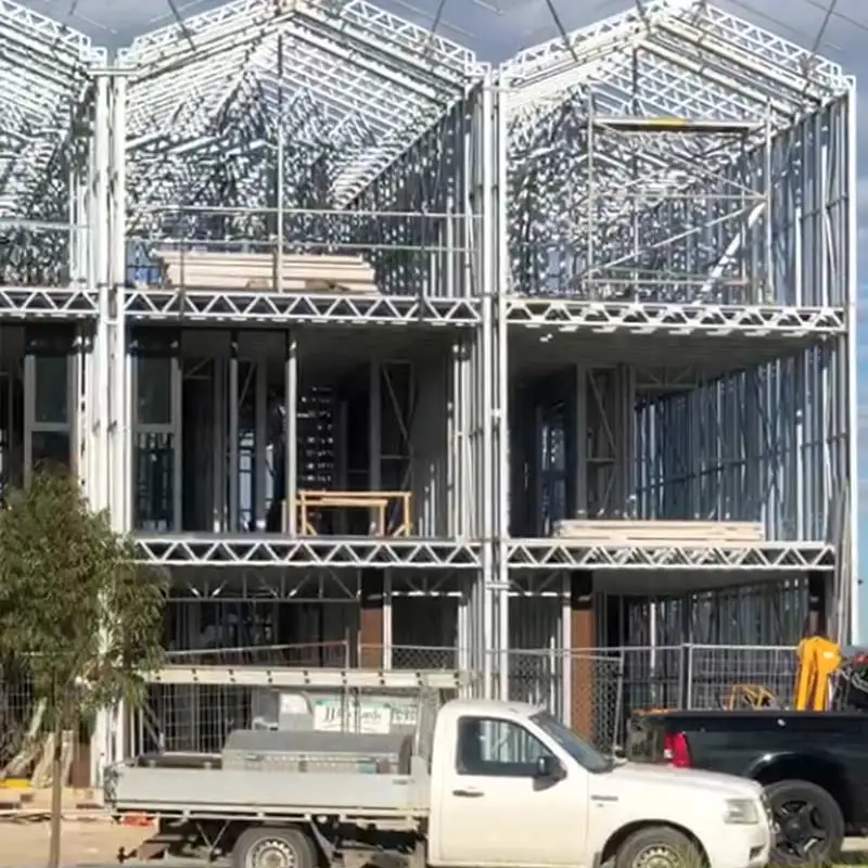 prefab light steel frame home townhouse building  kits apartment 3 bedrooms home multi family house prefabricated