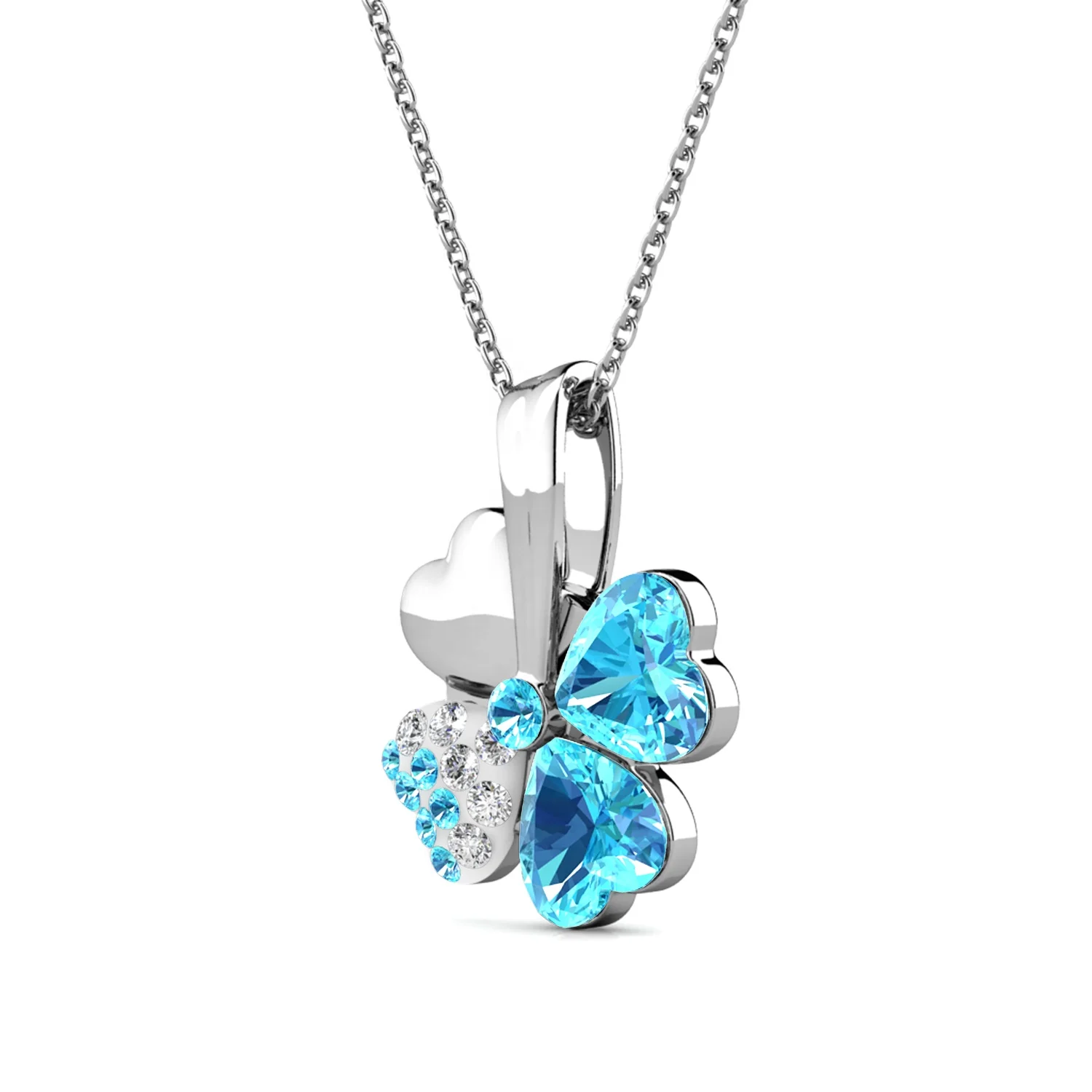 925 Sterling Silver Premium Austrian Crystal Jewelry Hot Product Flower Pendant Four Leaf Clover Necklace Destiny Jewellery