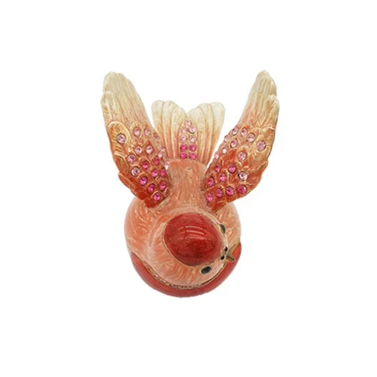 Pigeon Jewelry Trinket Box Metal Alloy Hand Paint Enamel decorated with Crystals Souvenir Promotion Gift Ring Box