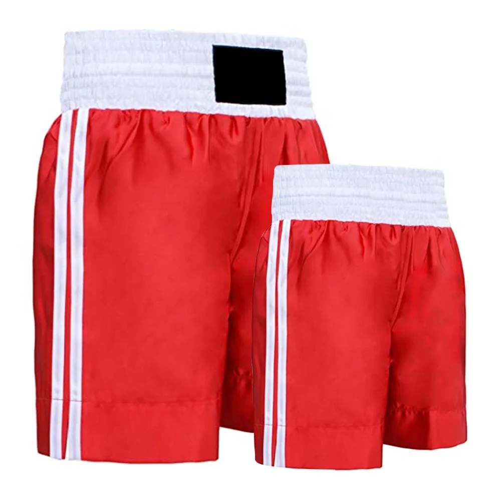 Custom Design Plain Blank Red and White Color Boxing Shorts Boxing Training Fighting Shorts For Sale