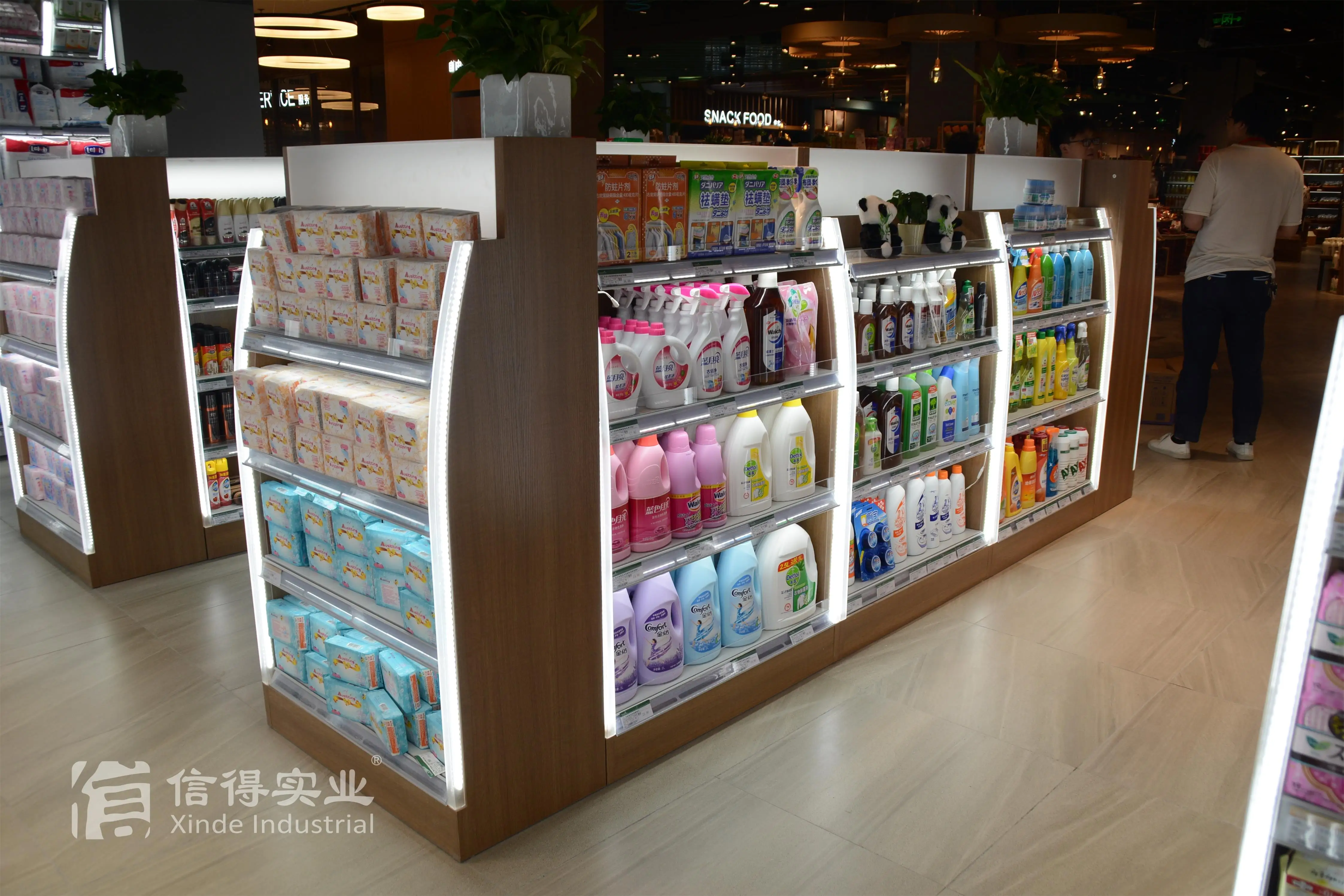 Popular Wooden Fruits And Vegetable Display Shelf Steel Wooden Combined Shelf Supermarket Steel Wood Shelf