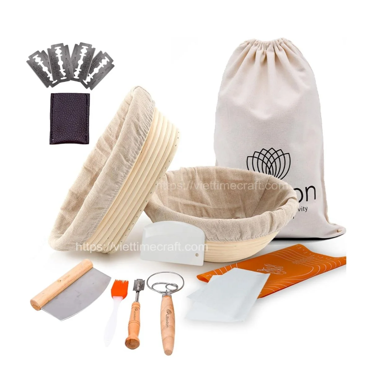 Set of 10 Combo Sourdough Bread Baking, Bread Proofing Basket kit, Kitchen Accessories Or Gift For Friend