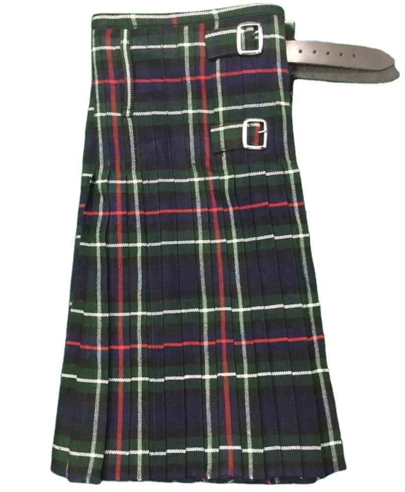 Official Modern MacKenzie Tartan Kilts Pipe Band Uniform Hand Made Tartan Wool Cloth Pin Leather Belt With Buckle Brass Kilt
