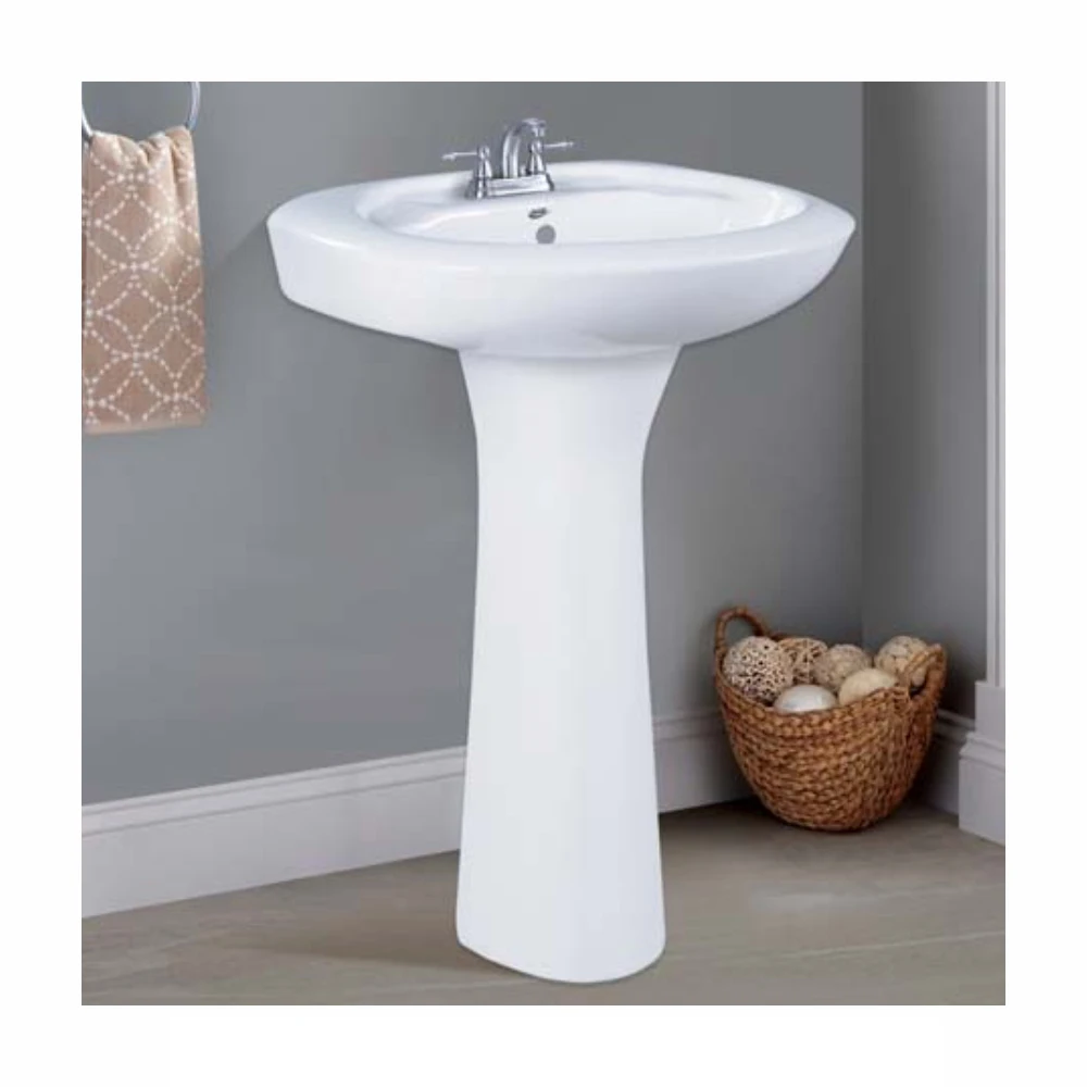 Automatic Bathroom Basins with Half Pedestal 22x16 22x18 Inches Elongated P-Trap and S-Trap Drainage Remote Control Included