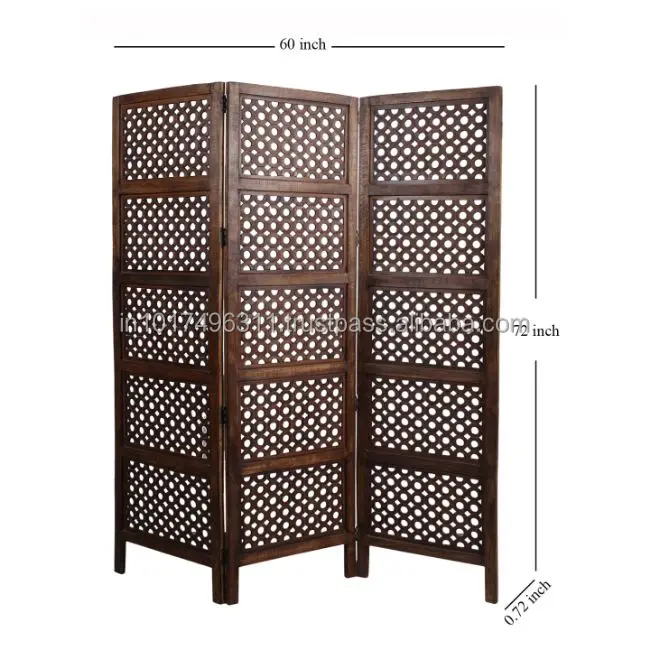 Ручной работы 3 панели межкомнатные деревянные перегородки & для комнат (коричневый) твердой древесины декоративные настенные экраны (свободный стоящий)
