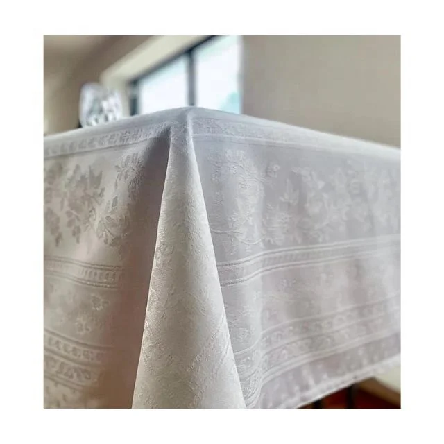 Wholesale Custom Latest Design Embroidered Manufacture 100% Organic Cotton Washable Rectangle Water-oil Proof Cover Tablecloth