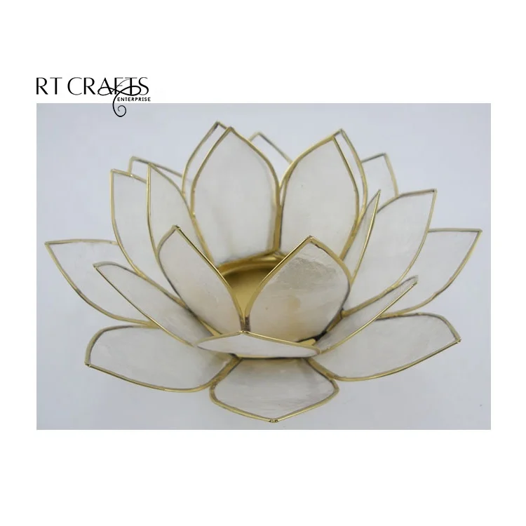 Capiz Shells Tea Light & Candle Holder Home Decoration Lotus Flower Style for Weddings Parties Meditation Table Spiritual Gift
