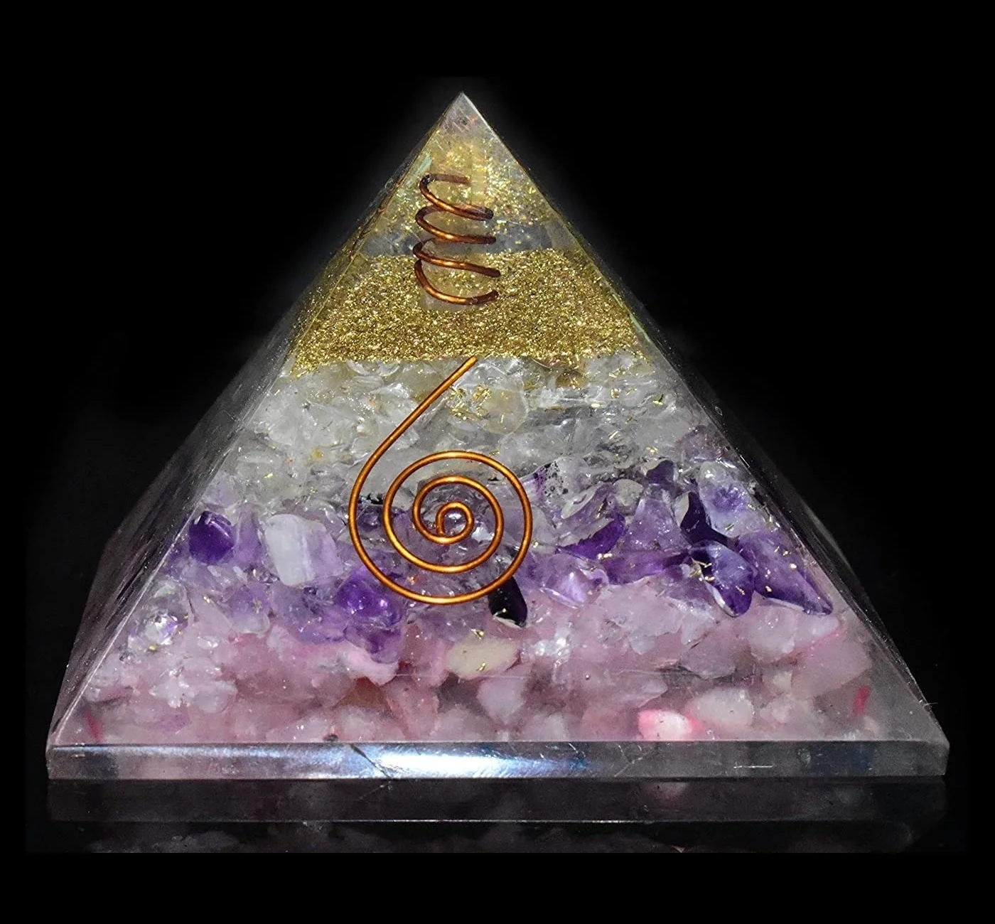 Orgone Pyramid Rose Quartz Amethyst Clear Quartz Orgonite Pyramid For Sale