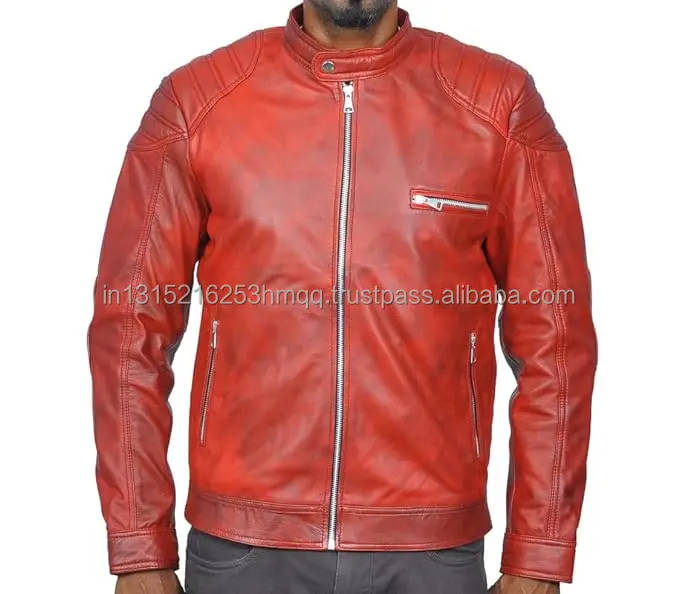 Winter New Design Collars Leather Coat Top Jackets Artificial Lining Real for Men