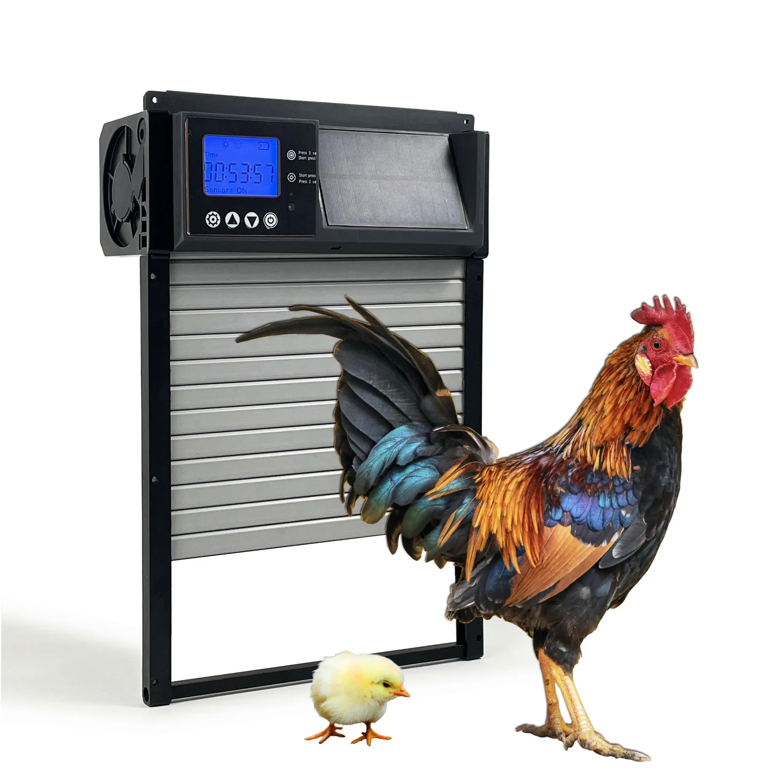 SolarGuard 24/7 Solar Powered Automatic Chicken Coop Door with Timer and Light Sensor