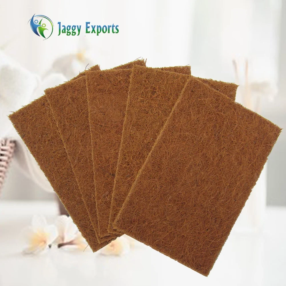 Natural eco friendly compostable biodegradable coconut kitchen scrubber fiber jaggy scrub pad cheap price