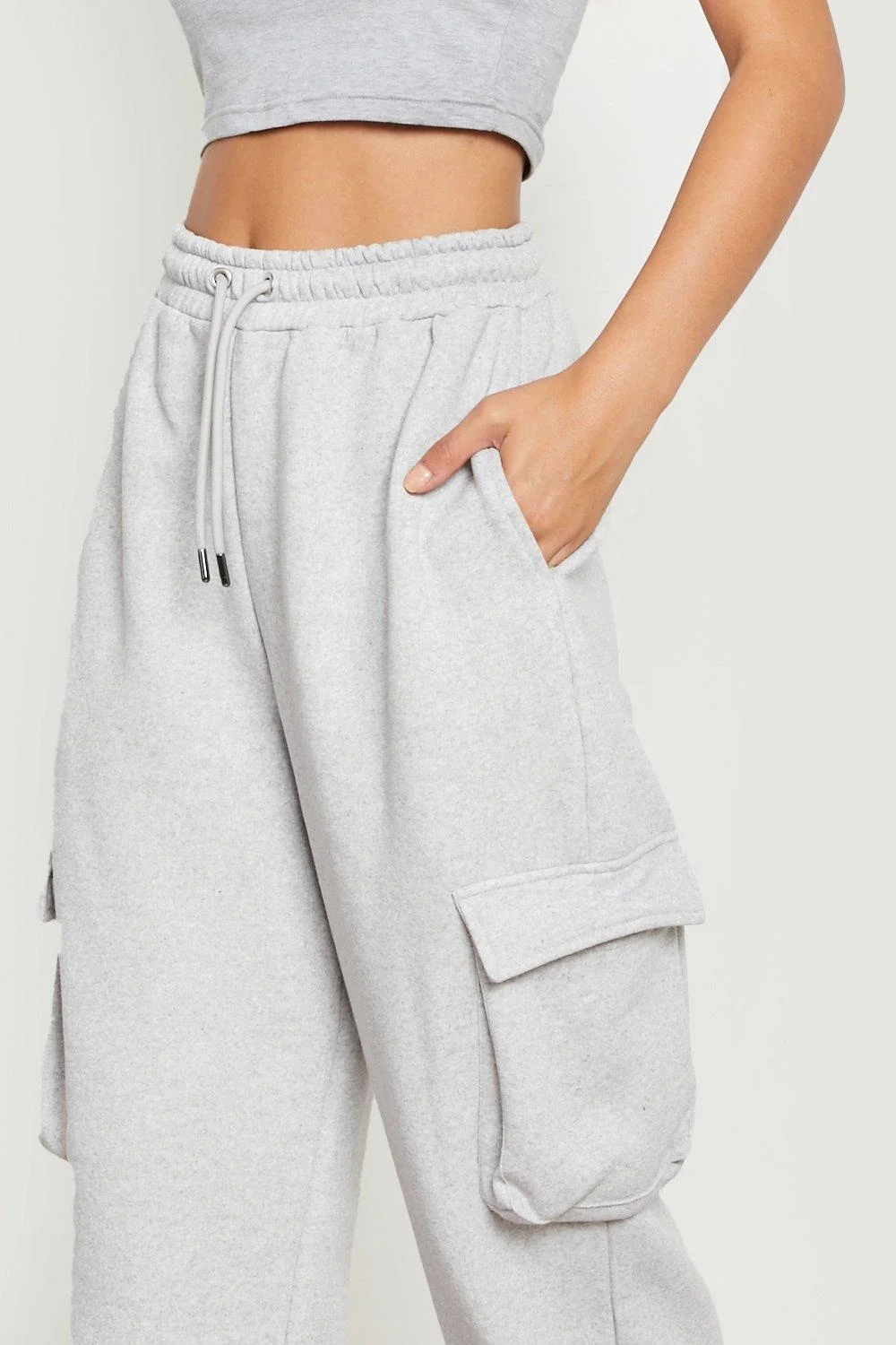 Plus Waffle Cargo Pocket Cargo Jogger lady plain color summer joggers women spring terry cotton pants casual women joggers