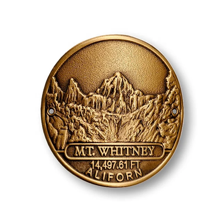 3D Custom Logo Vintage Custom Outdoor Metal Signage Walking Hiking Stick Medallions with Custom Logo