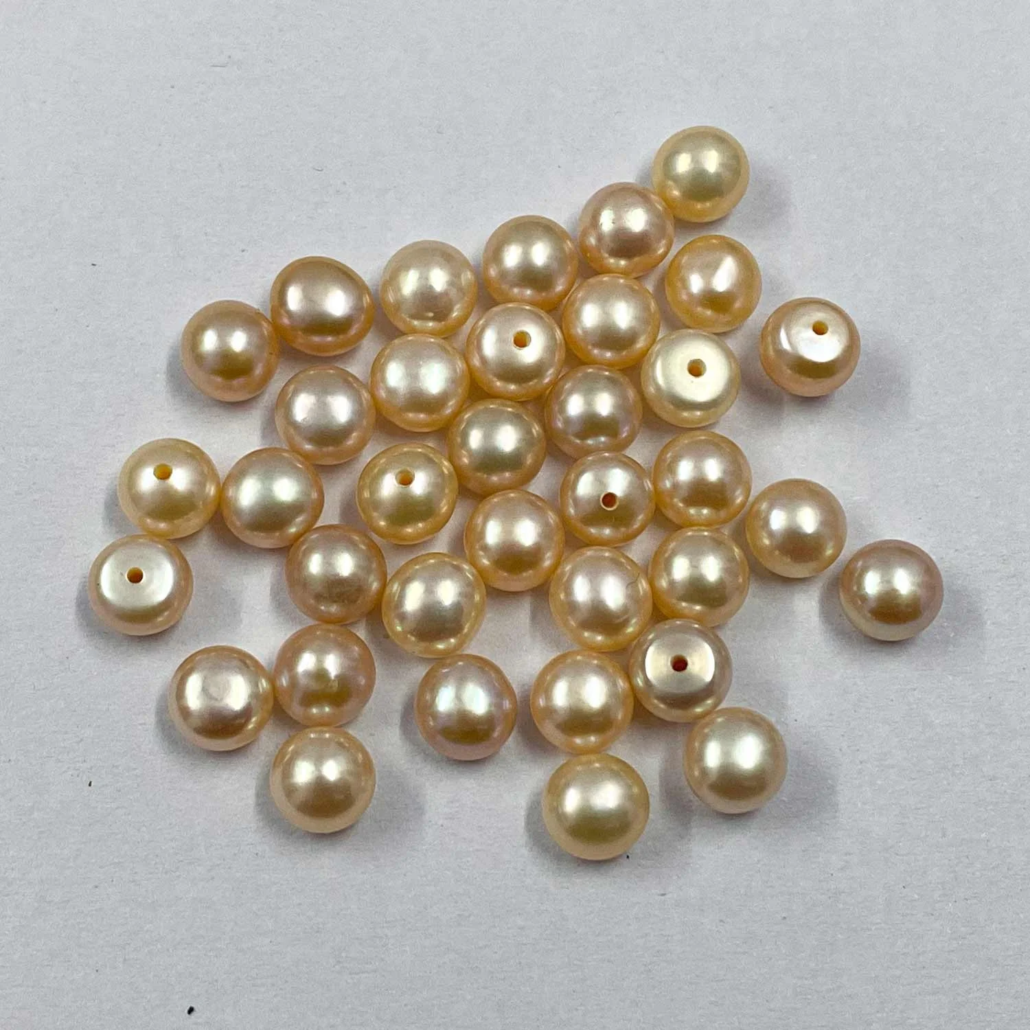 7mm Natural Yellow Color Freshwater Pearl Stone Flatback Round Shape Gemstone For Jewelry Making Factory Price From Manufacturer