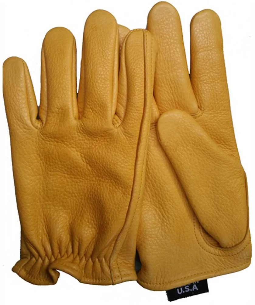 Legendary Mens Gold Deerskin Leather Short Wrist Motorcycle Gloves/ Motorcycle Gloves/Black Leather Gloves