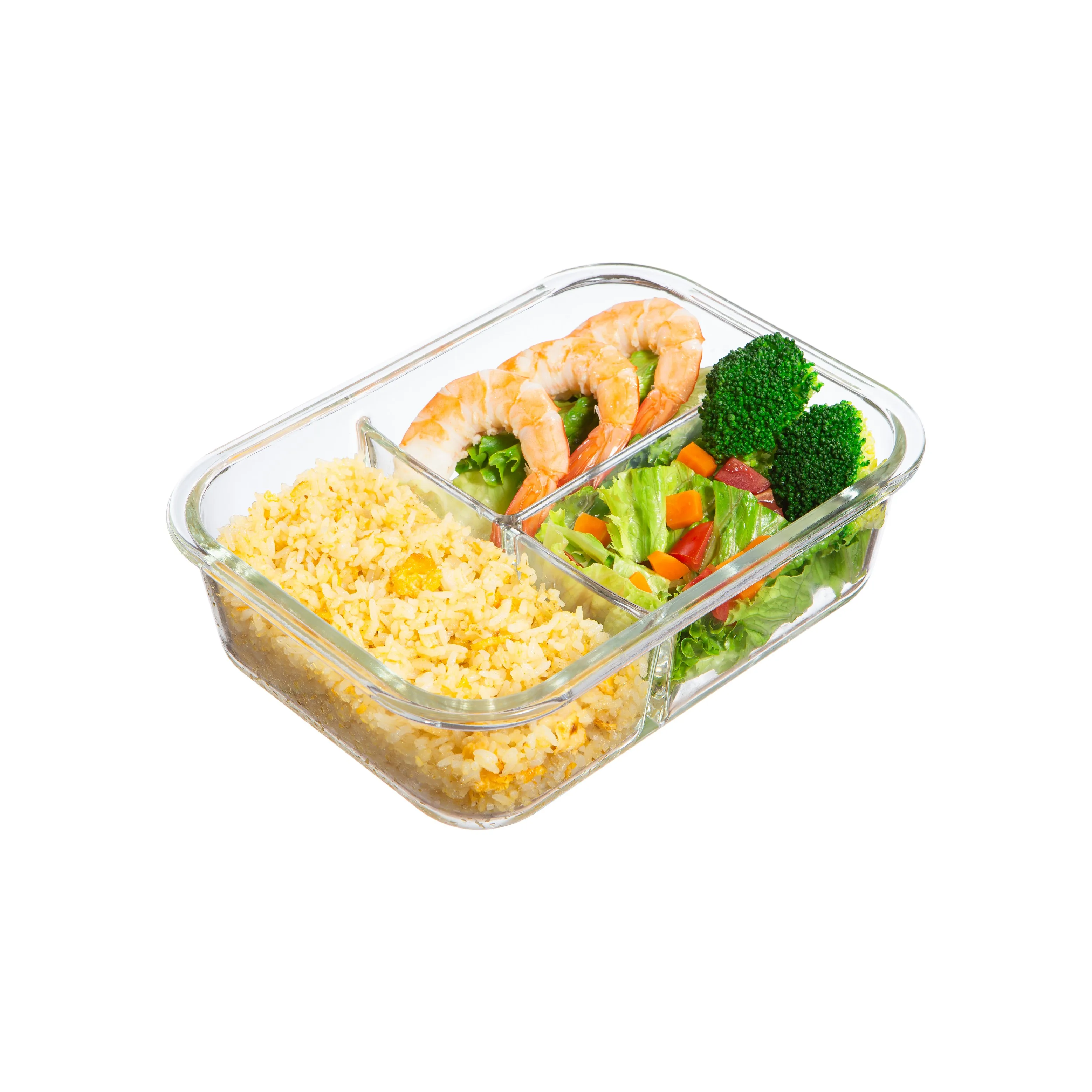 Nikko 1040ml Rectangular Glass Storage Container 3 Compartments BPA Free Air Water Tight Heat Resistant Best Choice Lunch Food