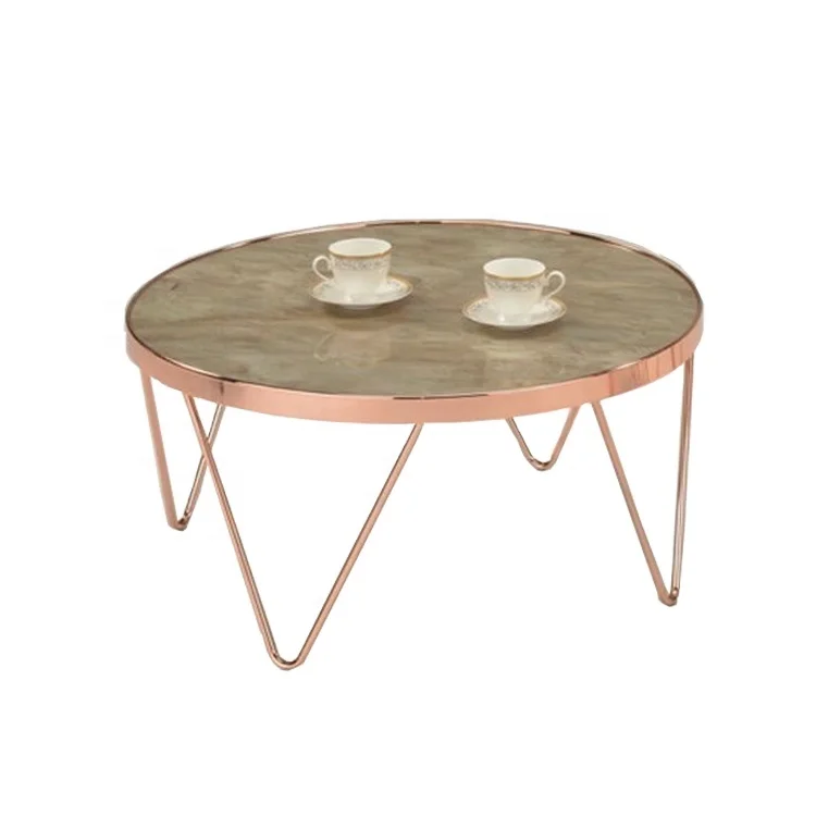 Metal round marble top coffee tables