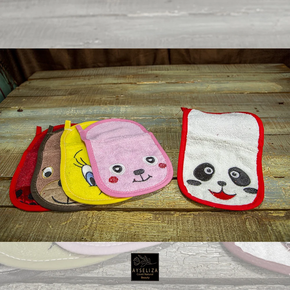 Kids Bath Sponge Set Eco Friendly Baby Body Cleaning Glove Turkish Silk Exfoliating Scrubber Bamboo Morocco Kessa Custom Logo