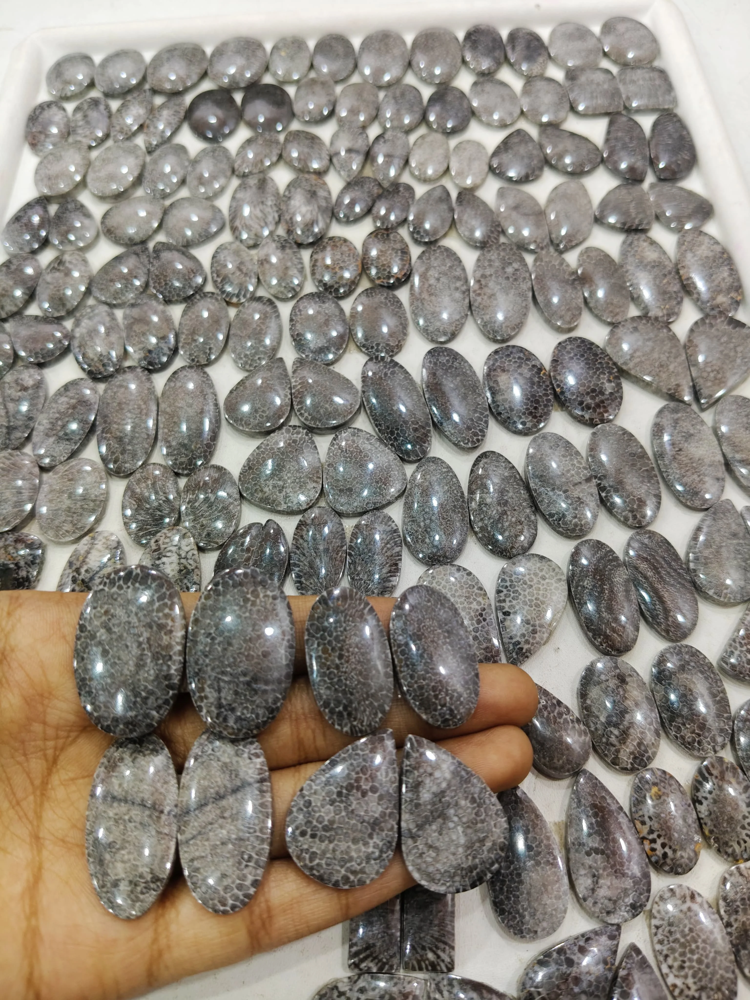 100% Natural Black Fossil Coral Loose Gemstone High Grade Handmade Gemstone For Decoration And Making Jewellery Pair