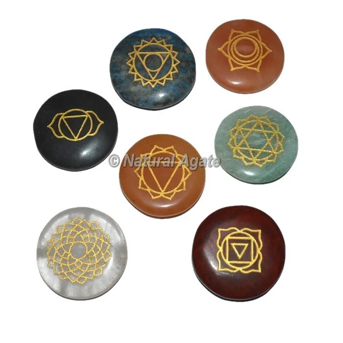 Natural healing genuine stone chakra products for meditation dengshui Crystal Quartz Oval Chakra Set for sale