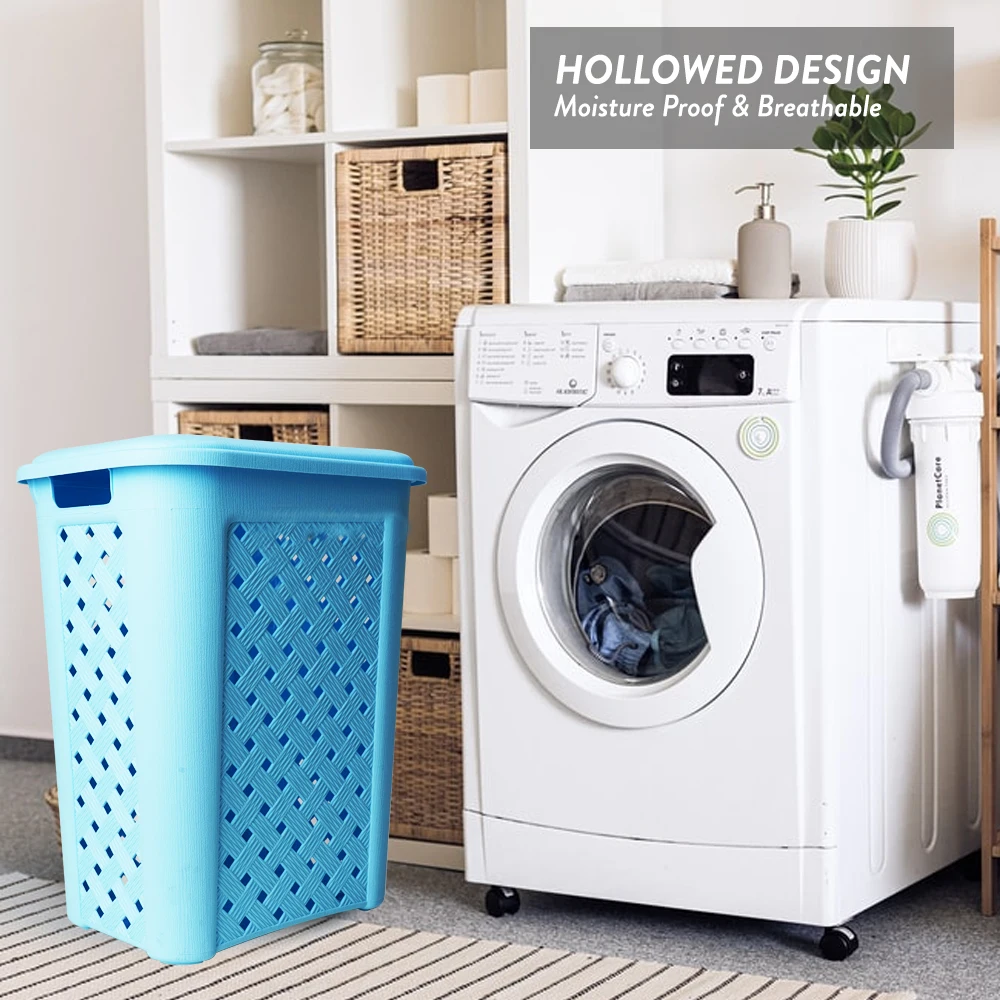 Elianware Universal Multi Usage Household Plastic Laundry Basket With Enhanced Flip Lid With Handle