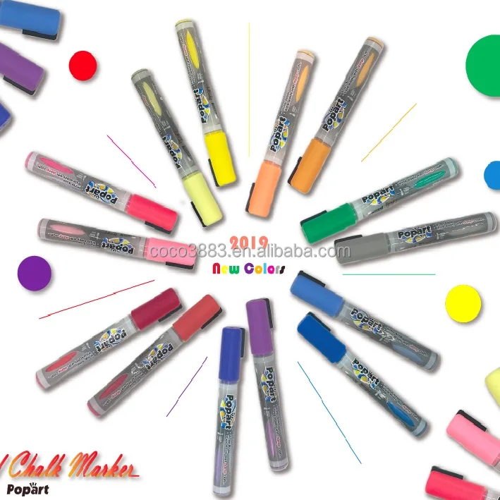 Square Nib 5 mm Fluorescent color Water based Erasable Liquid Chalk Marker 50 colors