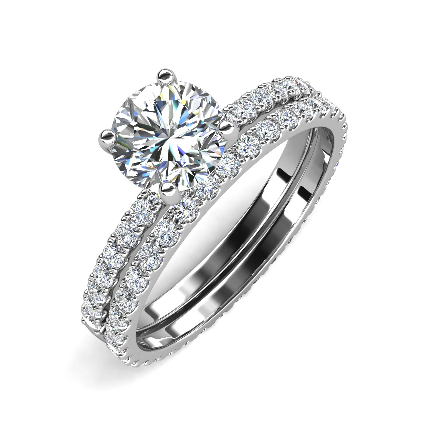 Wholesale GRA Moissanite Jewelry 925 Sterling Silver Stackable Wedding Engagement Halo Ring Set For Women Destiny Jewellery